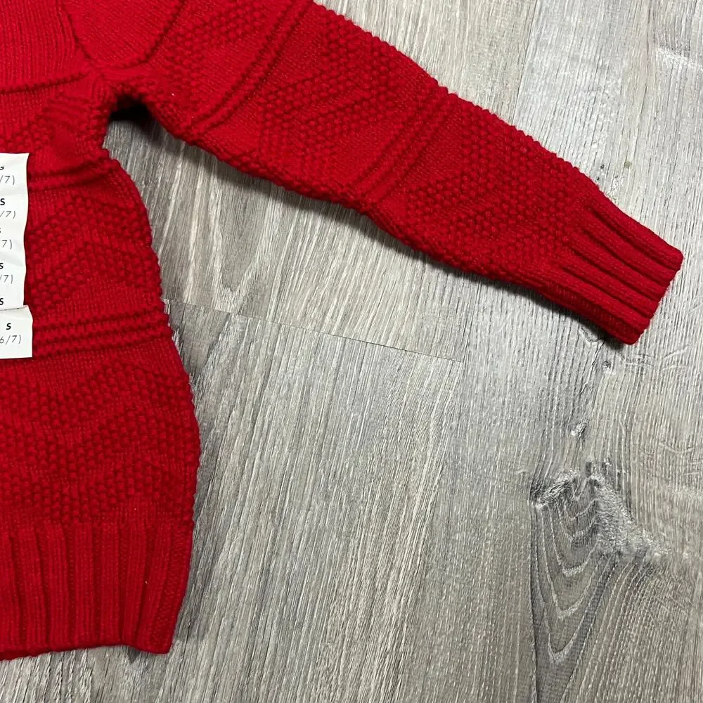 Cat & Jack Boys' Red Textured Mock Neck Button-Up Sweater - Size Small - NWT